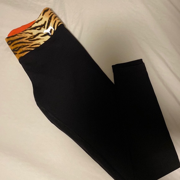 PINK Reversible Leggings with Tiger Print / Coral Band - Picture 1 of 2
